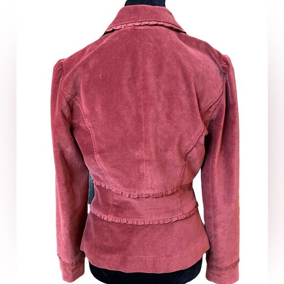 Apt. 9 Vintage Y2K Blazer Size 4 Brown Velvet Jacket Chocolate Retro 2000s - Picture 4 of 6